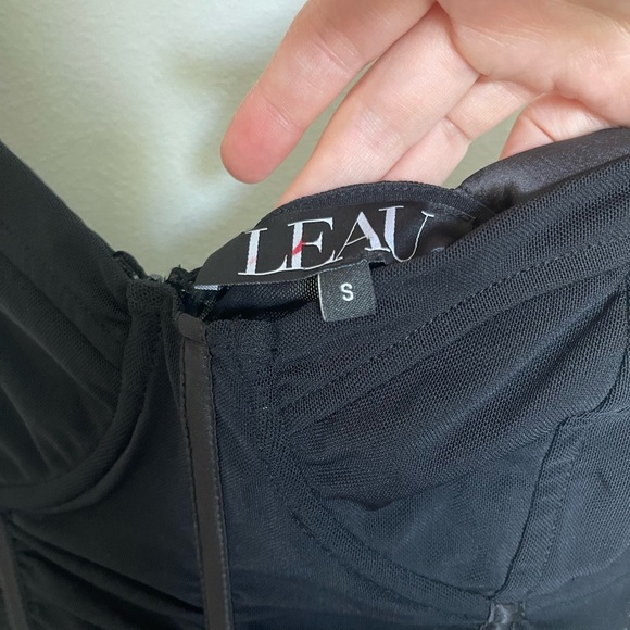 NEW Leau Black Ruched Budysuit Mini Dress - Picture 6 of 6